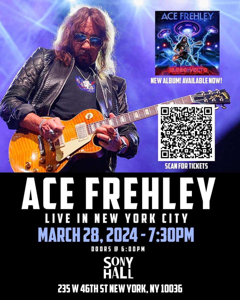 𝑻𝑶𝑵𝑰𝑮𝑯𝑻 a little @ace_frehley action at @SonyHall in NYC