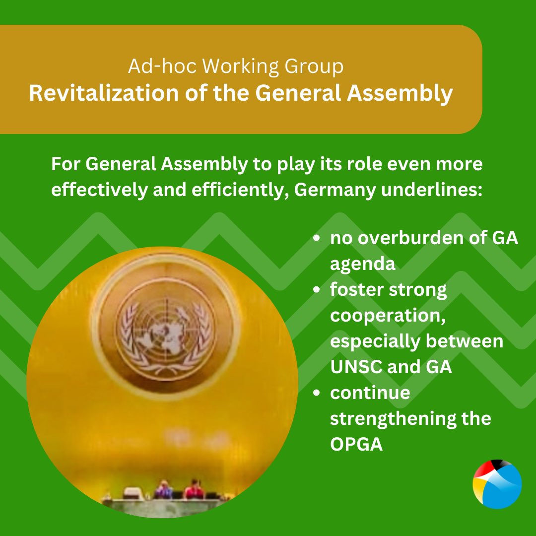 GermanAmbUN_NY's tweet image. During today’s #Revitalization debate on the role and authority of the General Assembly, 🇩🇪 welcomed the critical role of #GA, also on matters of peace and security.