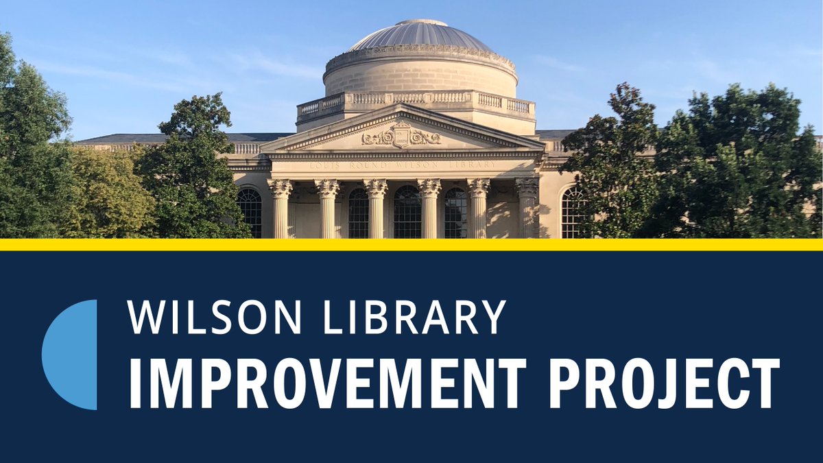 The University has announced a timeline extension for the Wilson Improvement Project. The closure that had been announced in October will not take place and the building will remain open to the public. Learn more: library.unc.edu/wilson-project/