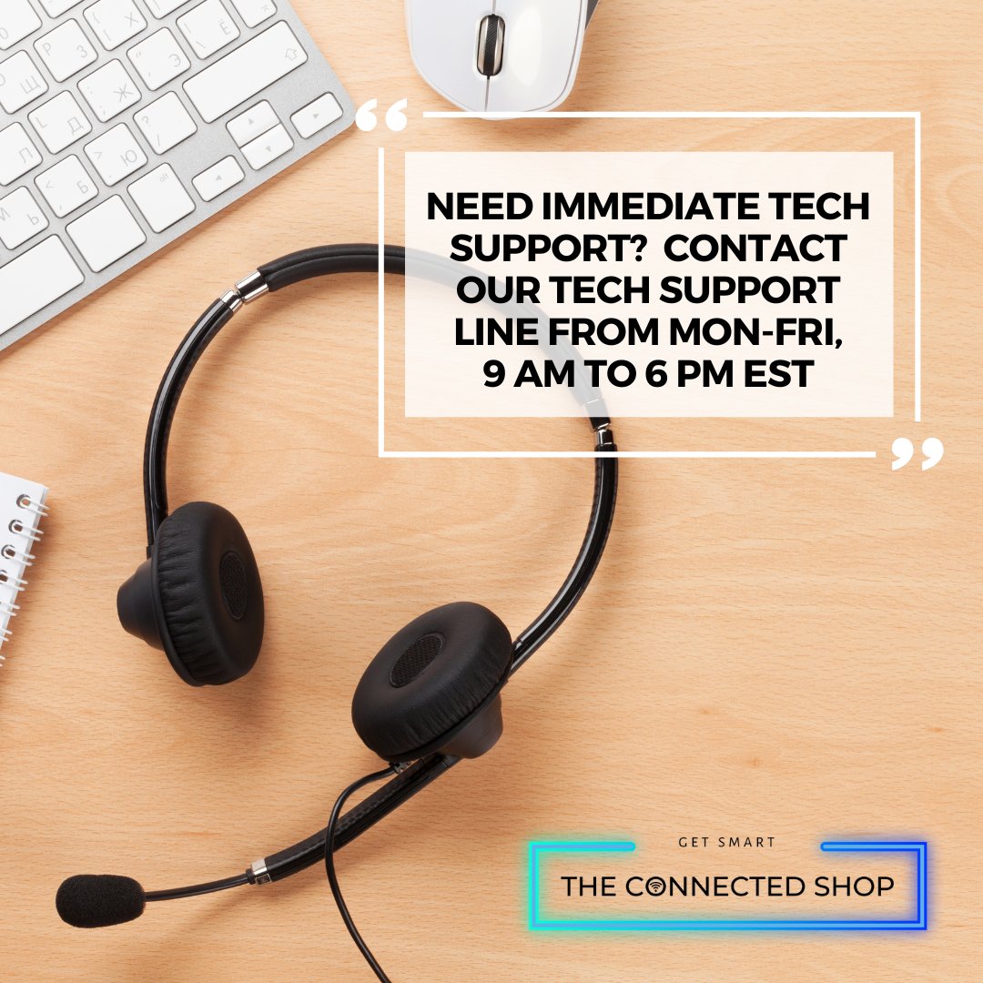 _ConnectedShop's tweet image. 📞 Need tech support? We&apos;re here to help! Call our Tech Call lines Mon-Fri, 9 AM - 6 PM EST for expert assistance on your smart home products. 📱 (305) 330-3424 🌐 

Reach out for hassle-free help from The Connected Shop today! 🛠️🏠 

#TechSupport #SmartHomeHelp #TheConnectedShop