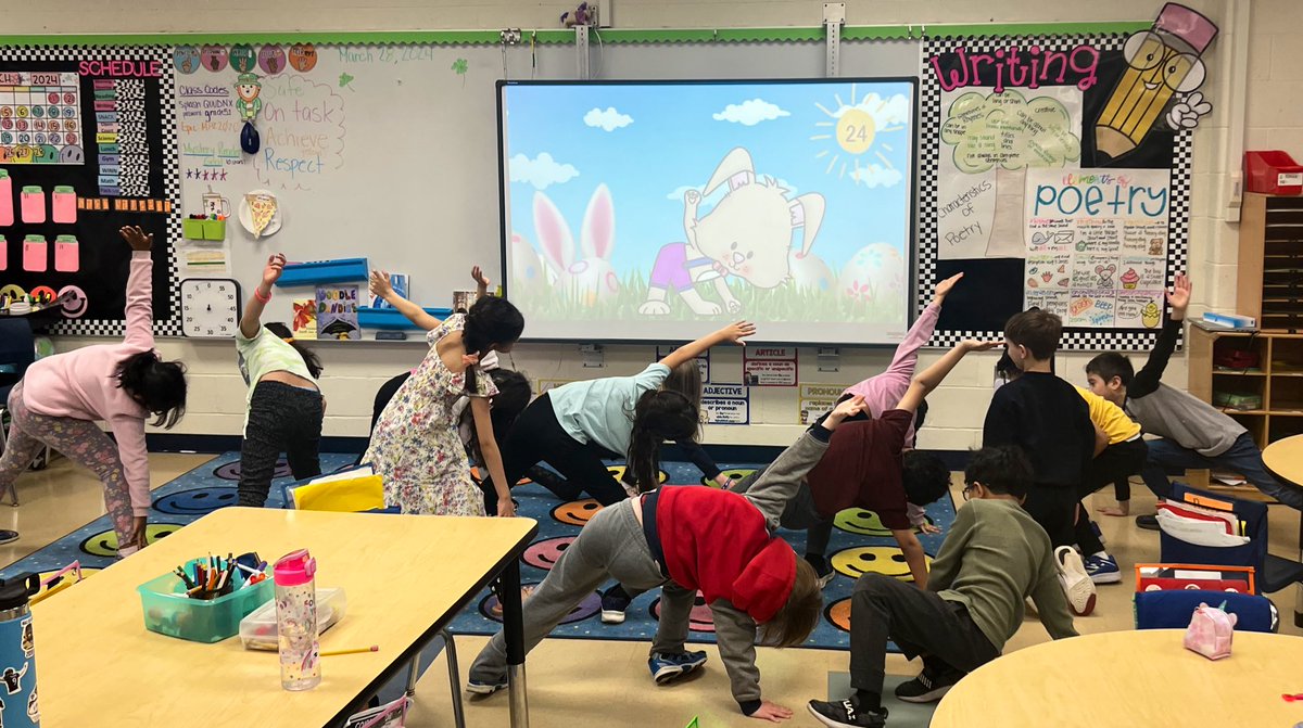 Morning meeting included some bunny yoga today! Perfect way to lead us into Spring break! <a href="/LMMahwah/">Lenape Meadows School</a>