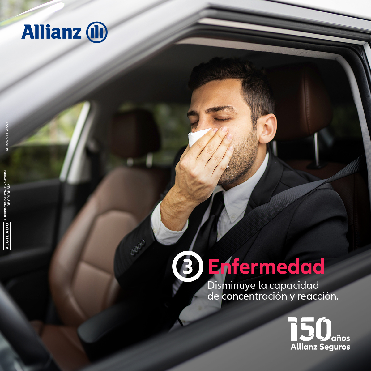 La seguridad vial comienza contigo. ⚠️ Mantente atento a estos signos y evita cometerlos cuando conduces.  😌🚗 #AllianzSeguroEstamos #Allianz150Años