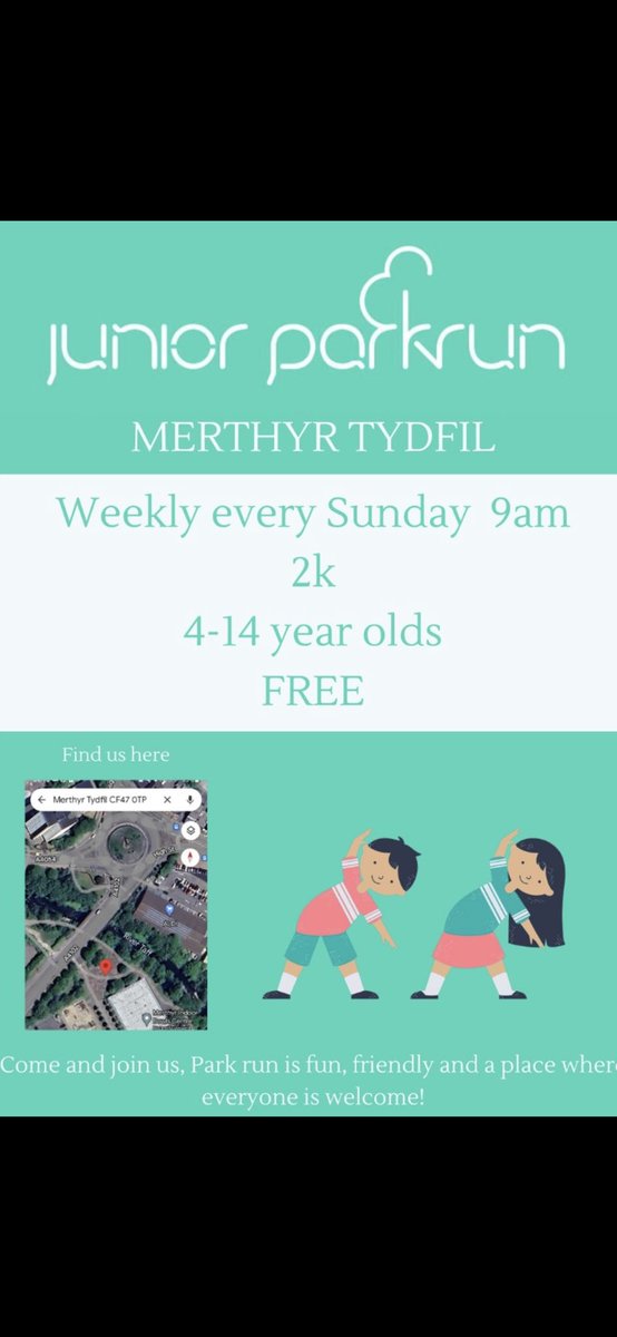 I’m so excited to share that on Sunday 7th April @9am and every Sunday thereafter The Merthyr Junior Parkrun will be starting. A brilliant opportunity for children 4-14 years old to take part in a safe inclusive event. We welcome children to run or walk with us every week.