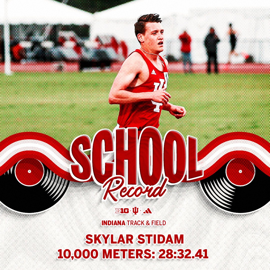 Indiana Cross Country + Track & Field (@indianaxctf) on Twitter photo All eyes on him! 👀
<a href="/SkylarStidam/">Skylar Stidam</a> sets a new school record on day one of the Raleigh Relays to crush assistant coach Andrew Poore's record set in 2011. All eyes on him! 👀
<a href="/SkylarStidam/">Skylar Stidam</a> sets a new school record on day one of the Raleigh Relays to crush assistant coach Andrew Poore's record set in 2011.