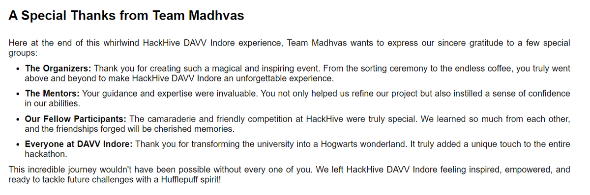 VinayakGavariya's tweet photo. people writing such good stuff makes me feel all those efforts, sleepless nights are worth it๐ฅน๐ซถ
#HackHive #techhunterssss https://t.co/88Pvj6xWOl
