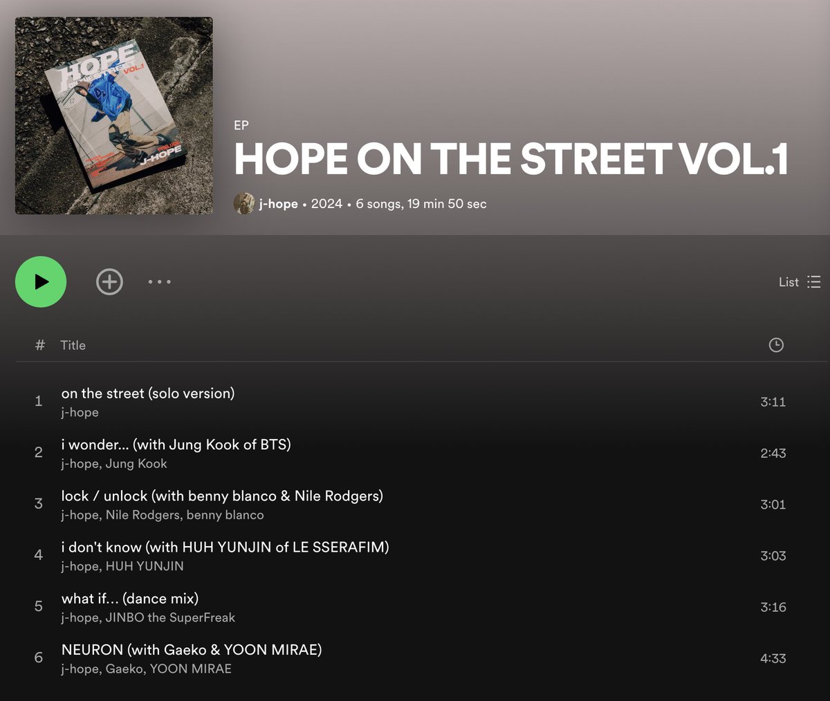 j-hope's 'HOPE ON THE STREET VOL.1' is out now! open.spotify.com/album/5mqxdPWQ…