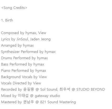 Song credits:
#Jinsoul credited for lyrics for #ARTMS - Birth