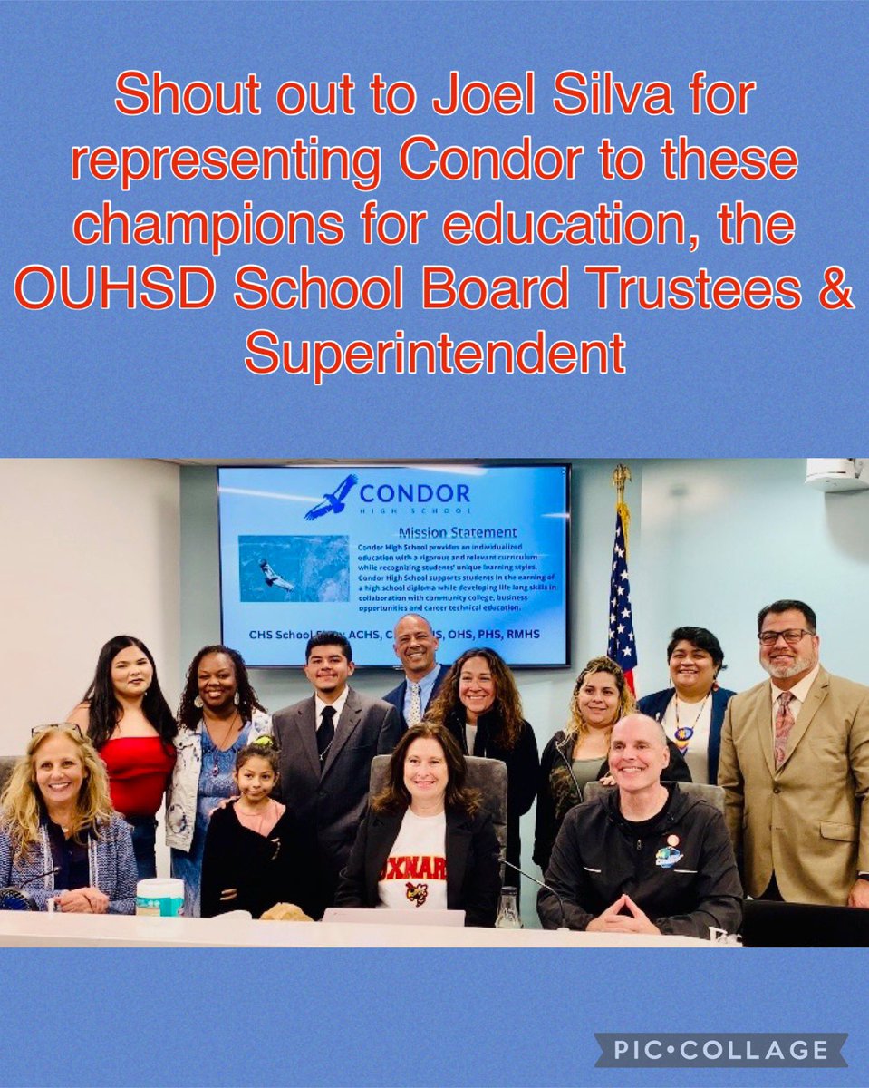 MarkCContreras's tweet photo. Big shoutout to Joel Silva, a Condor High School student leader, for representing us at the Oxnard Union High School District school board meeting last night! ๐๐ We couldn't be prouder! #StudentLeadership #CondorsSoar https://t.co/8XkBoCnZGO