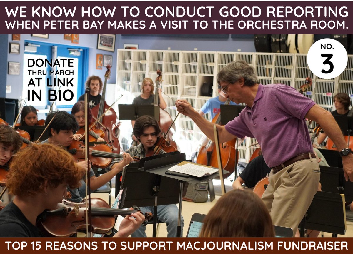 TOP 15 REASONS TO SUPPORT THE MACJ FUNDRAISER: No. 3—We know how to conduct good reporting when Peter Bay makes a visit to the orchestra room. Donate through the end of March at this link: give.livingtree.com/c/support-macj…