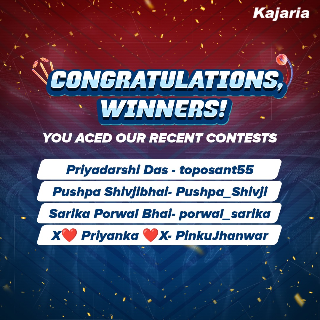 You came, you participated, you conquered! Congratulations to all our winners from various contests in February and March 2024👏🏽 We will connect with you over DMs to take this forward. Stay tuned and keep following #Kajaria for more! #Kajaria #Contest #CheersWithKajaria…