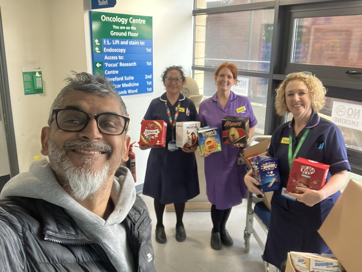Thanks so much to Hash and the team @GlosFTH for the generous Easter egg donation for the patients & staff in the Oncology centre @gloshospitals 🐣😊