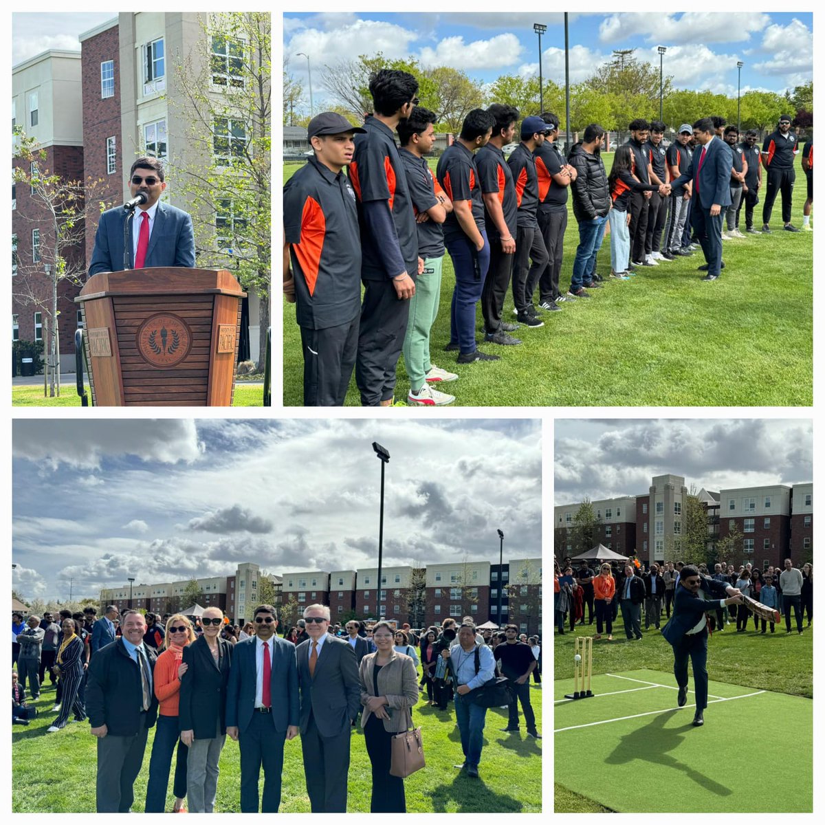 Consul General [CG] Dr. K. Srikar Reddy along with the Pacific President Christopher Callahan @PacificPres inaugurated the new Cricket pitch today at the University of the Pacific. @UOPacific CG held discussions with President Callahan and senior faculty members regarding…