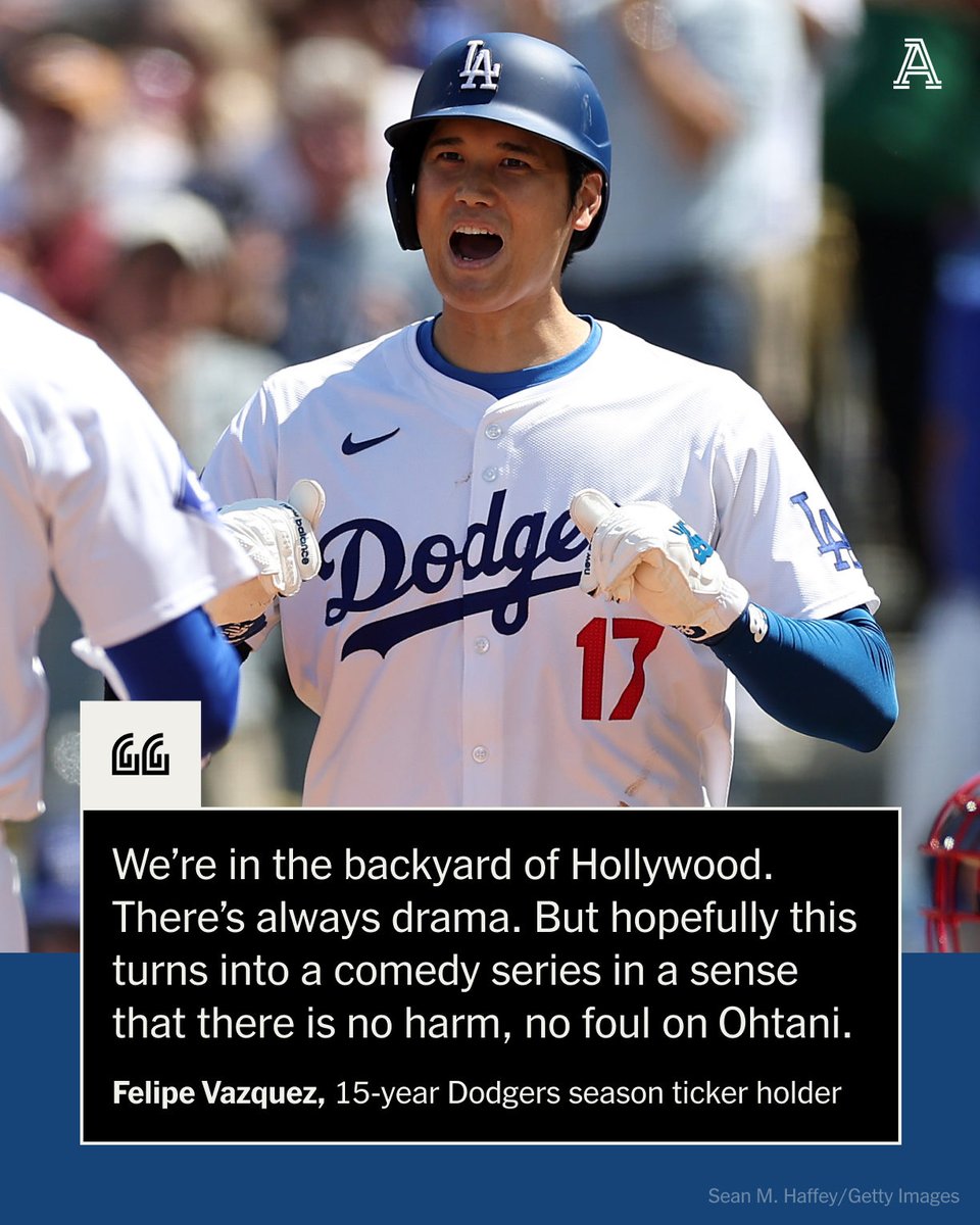 Awkward first steps or not, until further notice, Dodger fans are Team Ohtani. And Thursday, as the MLB season began in earnest stateside, Ohtani was serenaded with raucous ovations, write @katiejwoo and @FabianArdaya. theathletic.com/5376243/2024/0…