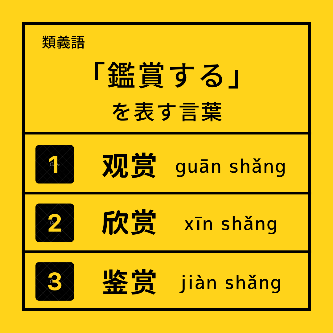 【今日の類義語】
”欣赏 xīnshǎng“ は見るだけでなく、聞いたり、心で感じ理解して楽しむときにも使う🦞
＃中国語学習