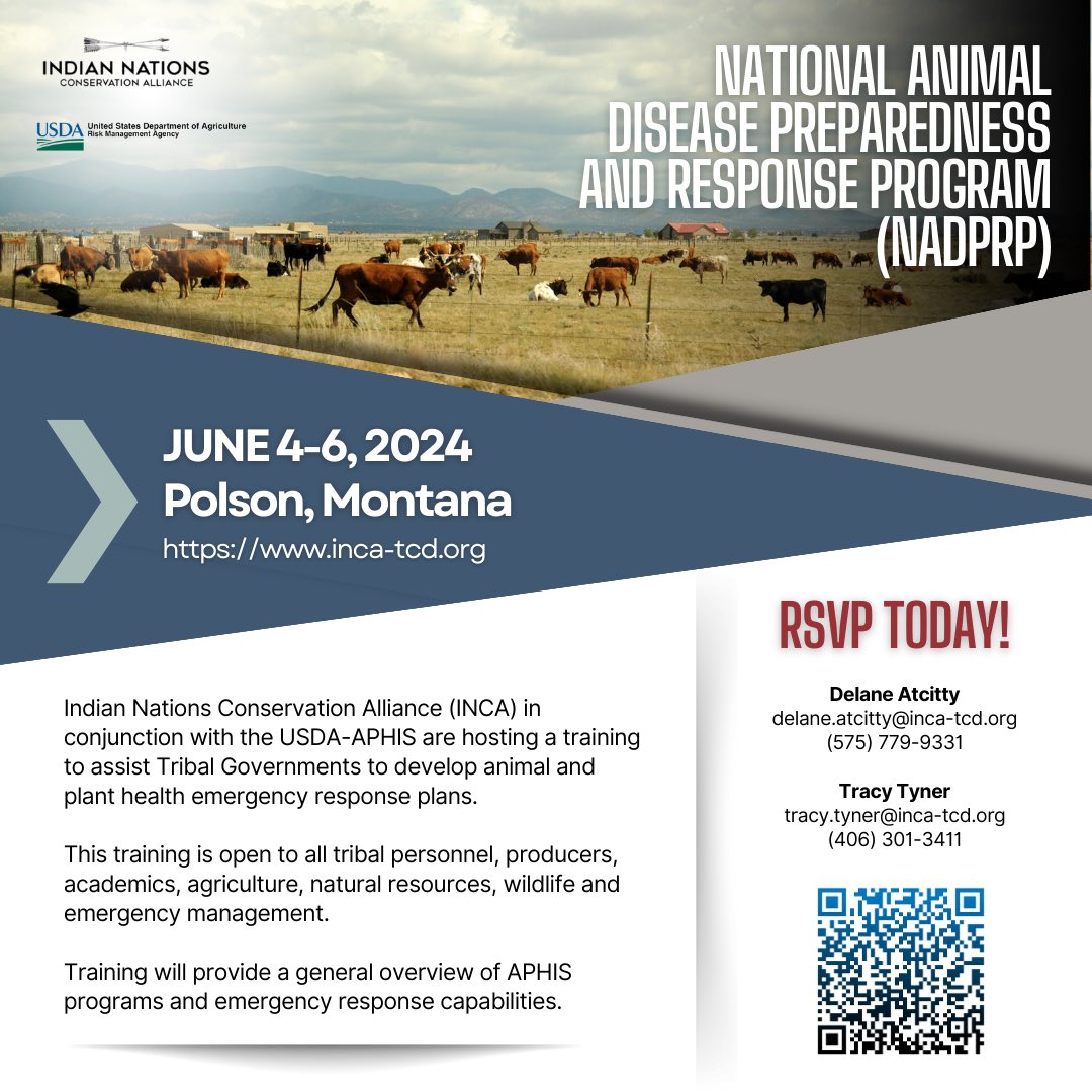 incatcd's tweet photo. Upcoming Free Programs! We’re teaming up with @USDA_APHIS to host a series of training sessions in April &amp; June to help you develop animal and plant health emergency response plans. Register today! More info on our website: https://t.co/rr4JdQEIJG https://t.co/ELwiuFknaG