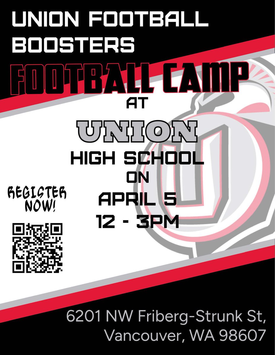 Attention middle school youth!!  Come burn off some of that spring break energy and get ready for the middle school season.  Includes t-shirt!
Register here: uniontitanfootball.com/store/2703/107…