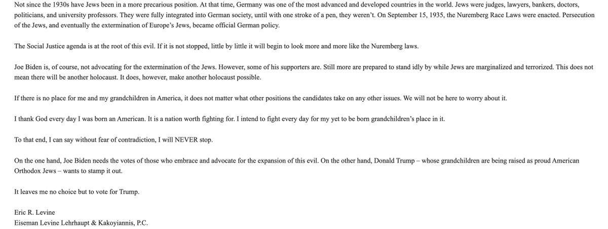 NEWS — Eric Levine, a prominent GOP fundraiser in New York for Nikki Haley who pledged to never vote for Trump after Jan. 6, just sent an email to his network that I have seen. 'Due to a dramatic change in circumstances ... I have decided I will vote for Trump in November.'…