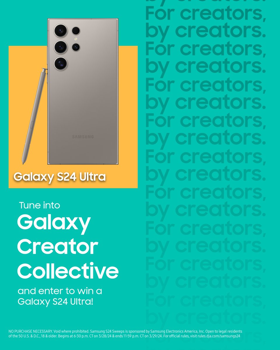 We’re giving away a #GalaxyS24 Ultra on Day 2 of Galaxy Creator Collective! 🥳 How to enter: 📱 Tune in to the livestream on X at 7 PM CT ✍ Complete the survey: tmglxy.co/3TDm3NK 🔁 Quote this post with a screenshot of your completed survey #️⃣ Include…