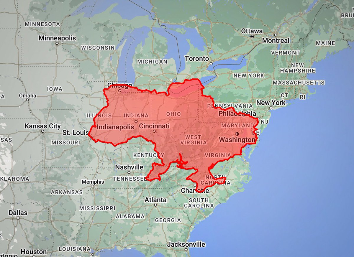 This is the size of Ukraine compared to the US. Imagine an air raid siren going off from New Jersey to Missouri, from Michigan to North Carolina. A Ukrainian territory of the same size is currently under a missile attack from Russia. And the same goes on every week.