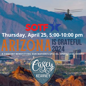 YOU’RE INVITED! Join us for a concert with the Casey Kearney Band benefiting our military’s Special Operations Leaders looking to make Arizona their new home when they finish serving our country!
April 25 5:00-10:00 pm
@pourdecisionsscottsdale
Ticket 📷 AZisGrateful.givesmart.com