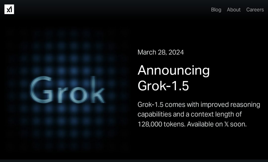 X.AI announces Grok-1.5 x.ai/blog/grok-1.5 'Grok-1.5 achieved a 50.6% score on the MATH benchmark and a 90% score on the GSM8K benchmark, two math benchmarks covering a wide range of grade school to high school competition problems.' Better than Mistral…