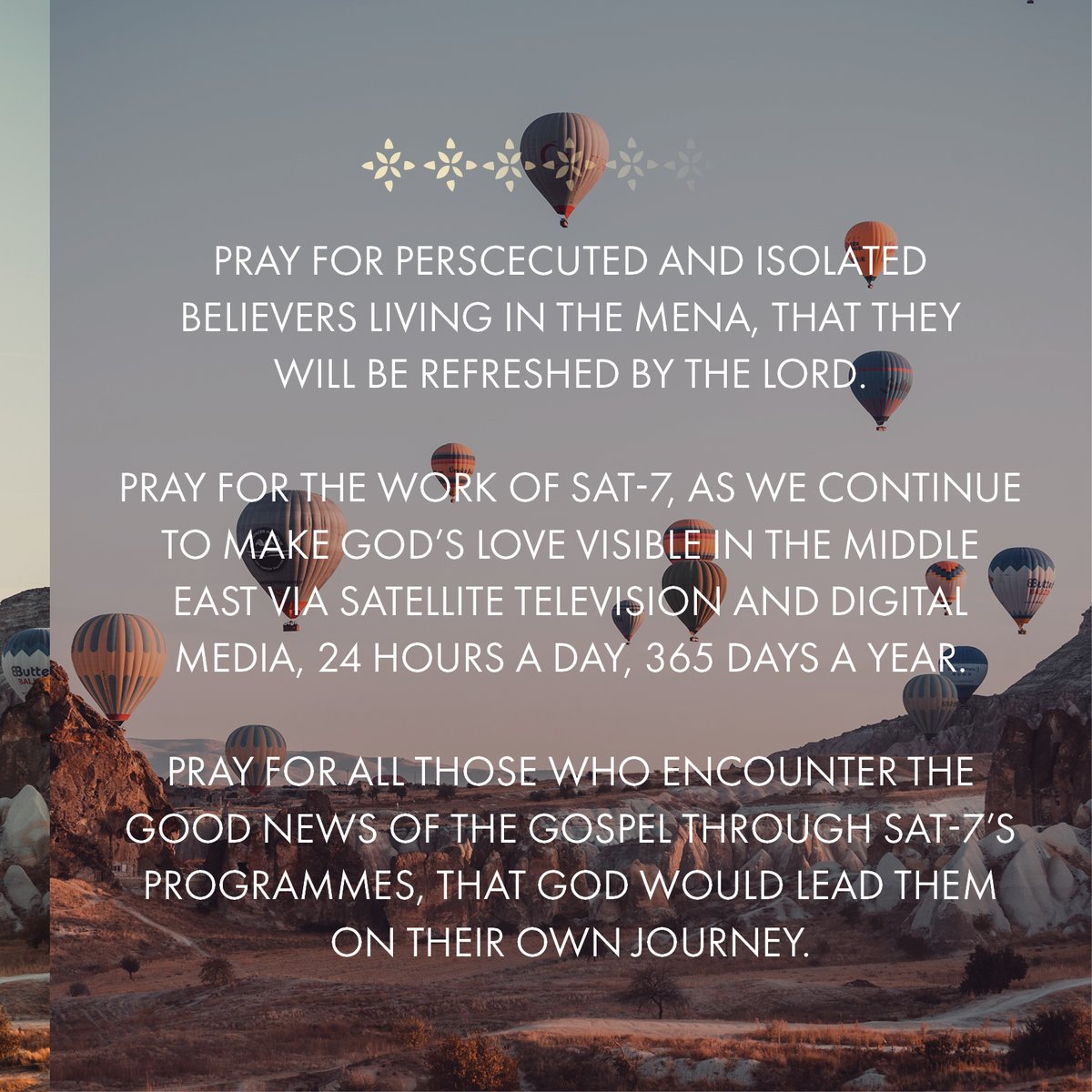 Although the spiritual landscape of the #MENA seems like a wilderness,God caused streams to spring up in the desert before(Isa. 35:6) &amp;continues so today.He upholds His #Church&amp;brings joy out of suffering.The resilience of believers continues to inspire the work&amp;ministry of SAT-7