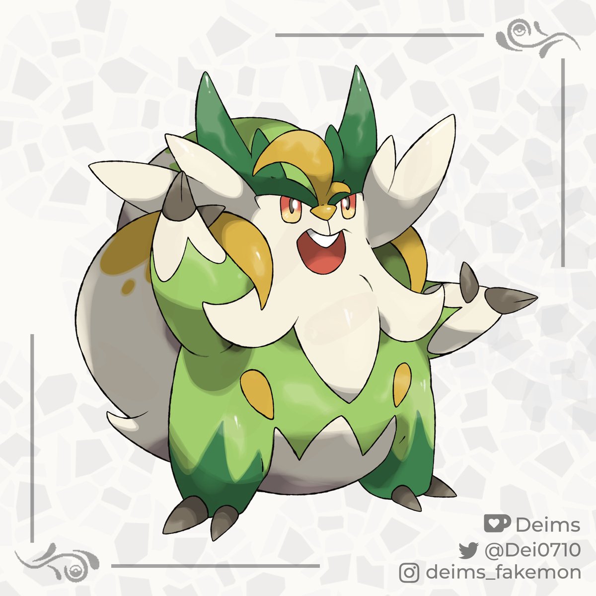 Dei0710's tweet photo. When Ekkobolt reaches lvl 18, it evolves into Accelerince, middle evo of our grass #Snova starter!
Quite humble and calm, they frequently take an Ekkobolt as their ward and prepare them to fight properly.
Accelerince is based on a Squirrel, and a King's Counsel https://t.co/OlXjHc65cf