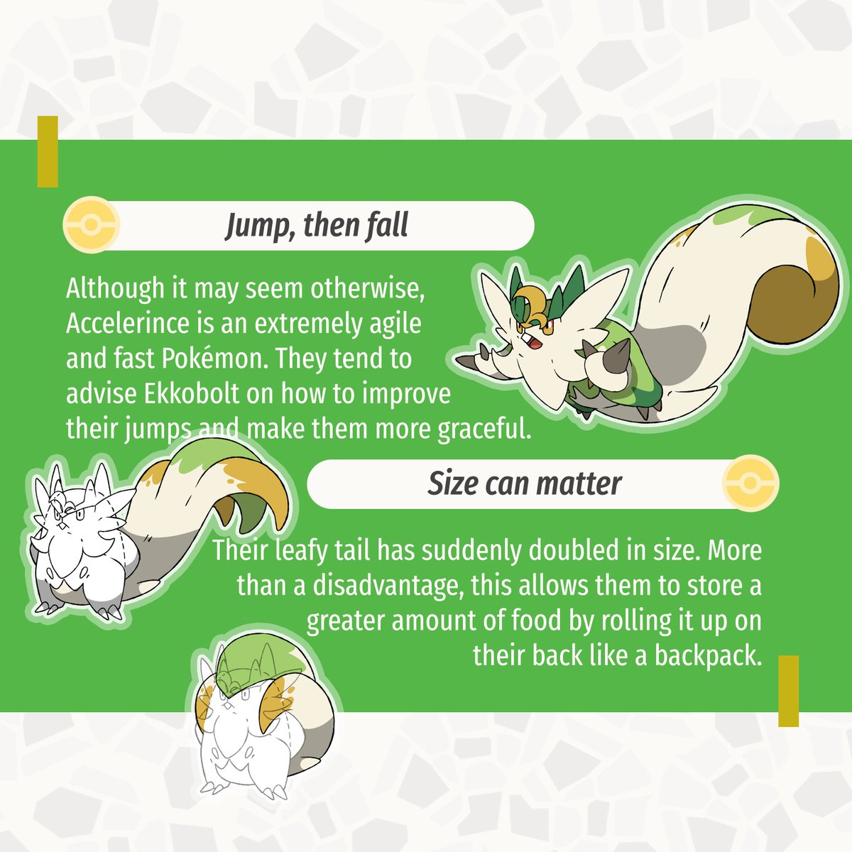 Dei0710's tweet photo. When Ekkobolt reaches lvl 18, it evolves into Accelerince, middle evo of our grass #Snova starter!
Quite humble and calm, they frequently take an Ekkobolt as their ward and prepare them to fight properly.
Accelerince is based on a Squirrel, and a King's Counsel https://t.co/OlXjHc65cf