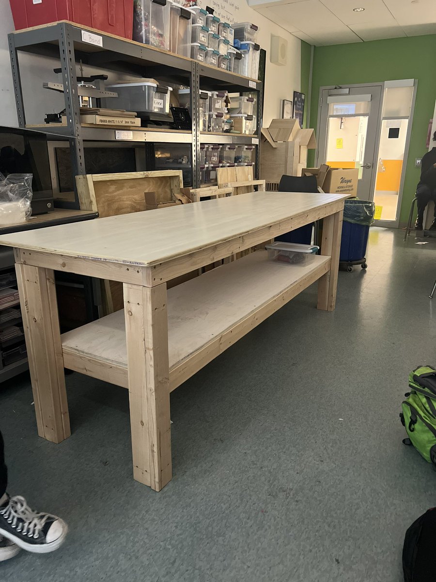 Two 8th-graders spent all of their free time last week working on redesigning, cutting, and assembling this workbench for our classroom! It’s a great example of what happens when you teach kids how to use tools and empower them to solve problems with those skills #whyiloveslams