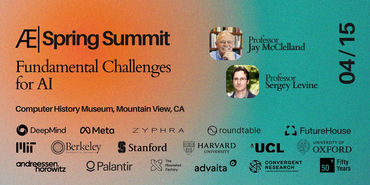 For AI Researchers, Thinkers, Founders, and VCs: Announcing our Spring Summit on Fundamental Challenges for AI! bit.ly/springsummitai… We discuss core challenges & promising avenues in a day of high-profile keynotes & panels. Lunch & Reception included. April 15th, Bay Area,…