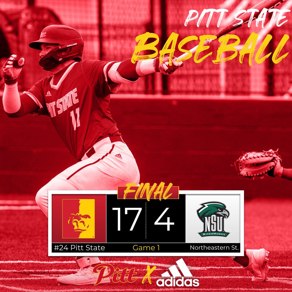 PittStGorillas's tweet photo. Bats still hot 🔥

Gorillas take game one over Northeastern State 🦍⚾ https://t.co/UmevAA9Xvp