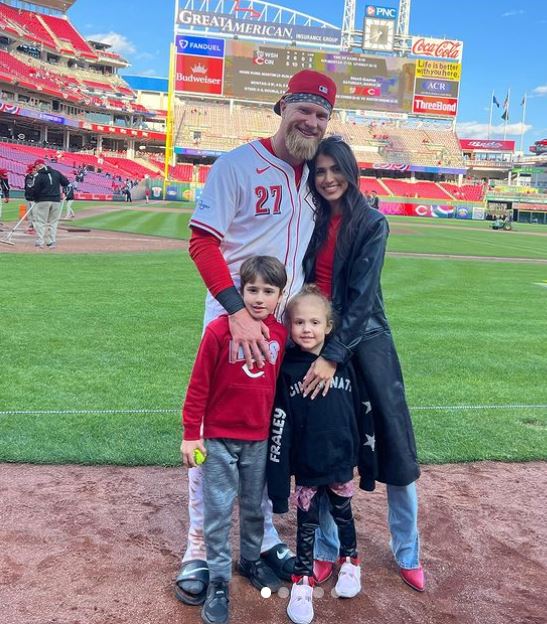 Cool to see this. Jake Fraley's wife just posted this on instagram. Avery Fraley is in remission and back watching her dad play baseball. Awesome. #Reds @fox19 @angelicac2795 @jfral_23
