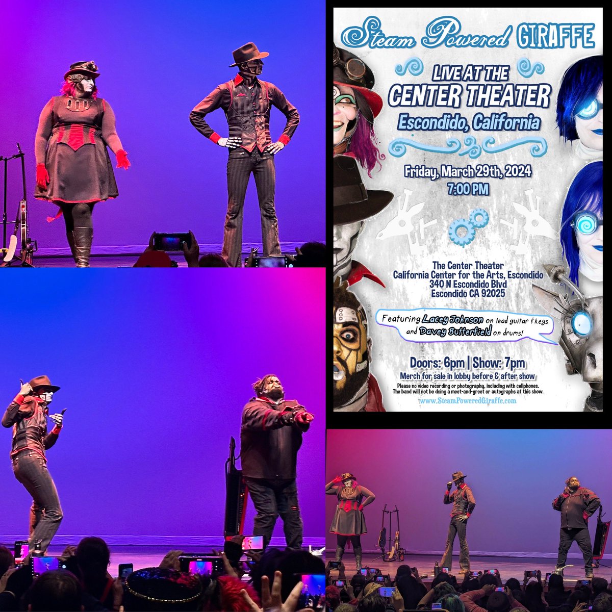 Steam Powered Giraffe is back on stage this Friday March 29th at The Center Theater at the California Center for the Arts, Escondido! There are still a few seats left for the show. artcenter.org/event/steam-po…