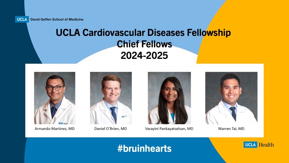 Eric H Yang, MD (@datsunian) on Twitter photo Introducing for 2024-2025…*🥁*
Our <a href="/uclaCVfellows/">UCLA Cardiology Fellowship</a> Chief Fellows!!
Armando Martinez, MD
Danny O’Brien, MD
Varayini Pankayatselvan, MD <a href="/VarayiniP/">Varayini Pankayatselvan</a>
Warren Tai, MD
<a href="/kewatson/">Karol Watson</a> <a href="/netta_doc/">JK Han MD</a> <a href="/HayaseJustin/">Justin Hayase</a> <a href="/arafiqmd1/">Asim Rafique MD</a> & I look forward to you leading our #bruinhearts to another 🔥 year! Introducing for 2024-2025…*🥁*
Our <a href="/uclaCVfellows/">UCLA Cardiology Fellowship</a> Chief Fellows!!
Armando Martinez, MD
Danny O’Brien, MD
Varayini Pankayatselvan, MD <a href="/VarayiniP/">Varayini Pankayatselvan</a>
Warren Tai, MD
<a href="/kewatson/">Karol Watson</a> <a href="/netta_doc/">JK Han MD</a> <a href="/HayaseJustin/">Justin Hayase</a> <a href="/arafiqmd1/">Asim Rafique MD</a> & I look forward to you leading our #bruinhearts to another 🔥 year!