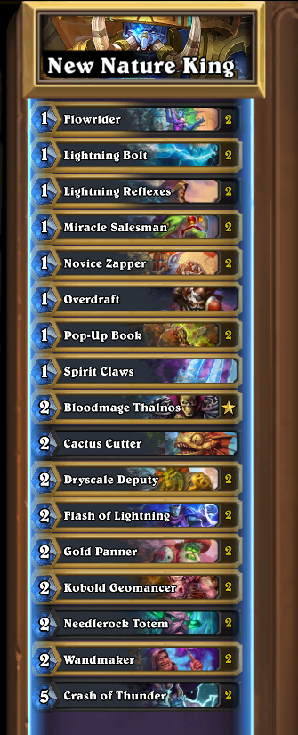 ClarkHELLSCREAM's tweet photo. Nature Shaman didn't even get nerfed. It's worst match up just disappeared from ladder. 

Thrall's Gift can easily be replaced by an Overdraft and literally any 30th card. The deck still feels as good as it was yesterday. https://t.co/gewnh1h2tg