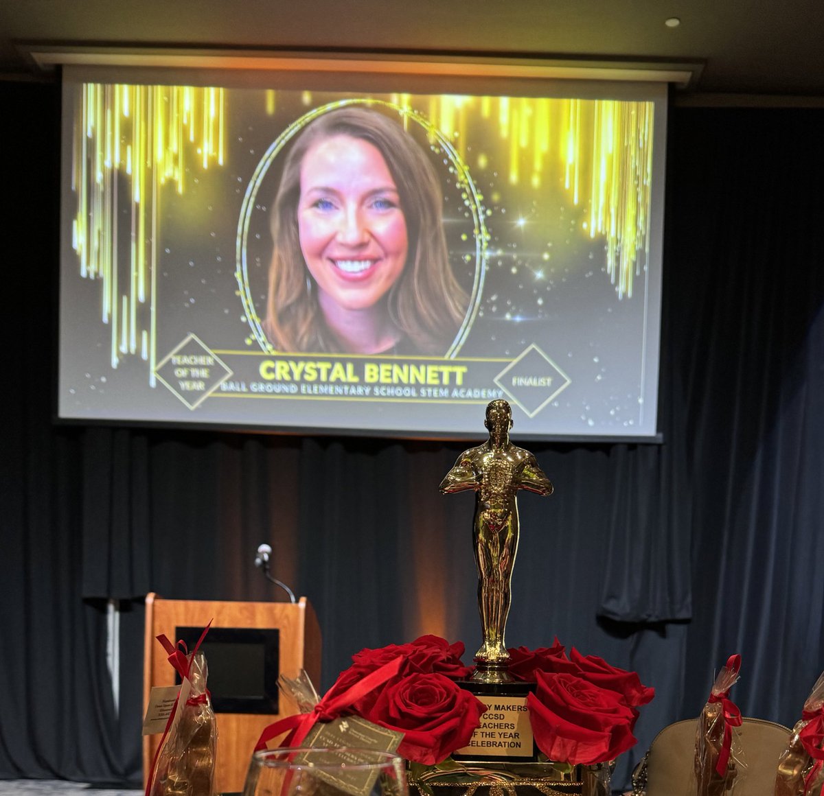 Celebrating teachers tonight @CherokeeSchools with extra special congratulations to our 2024 District Teacher of the Year Crystal Bennett from Ball Ground ES!