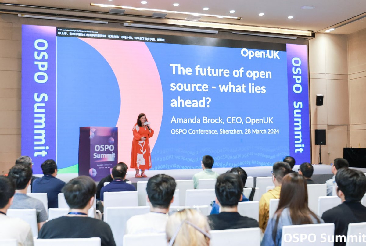 CEO ⁦⁦@AmandaBrockUK⁩ keynotes the OSPO Summit in Shenzhen this week.