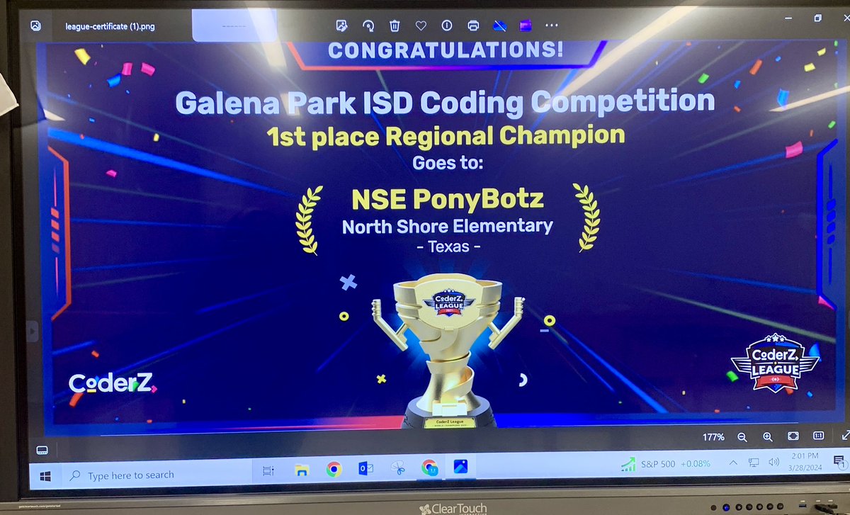 jhmoreno's tweet image. North Shore Elementary takes 1st place @GalenaParkISD by utilizing a gamified online platform (CoderZ). CoderZ enables schools to engage students in STEM while having fun. CoderZ’s scaffolded courses & virtual platform are exciting & engaging for students & teachers. #coding4All