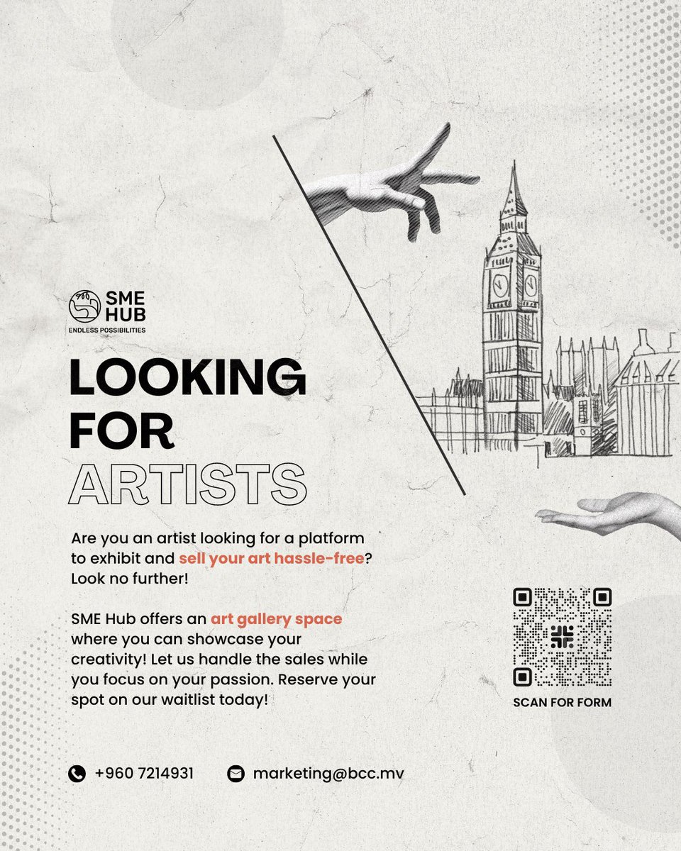 Are you an artist looking for a platform to exhibit and sell your art hassle-free? Look no further! SME Hub offers an art gallery space where you can showcase your creativity! Let us handle the sales while you focus on your passion. Form Link: forms.office.com/r/SmuJmy1nCZ