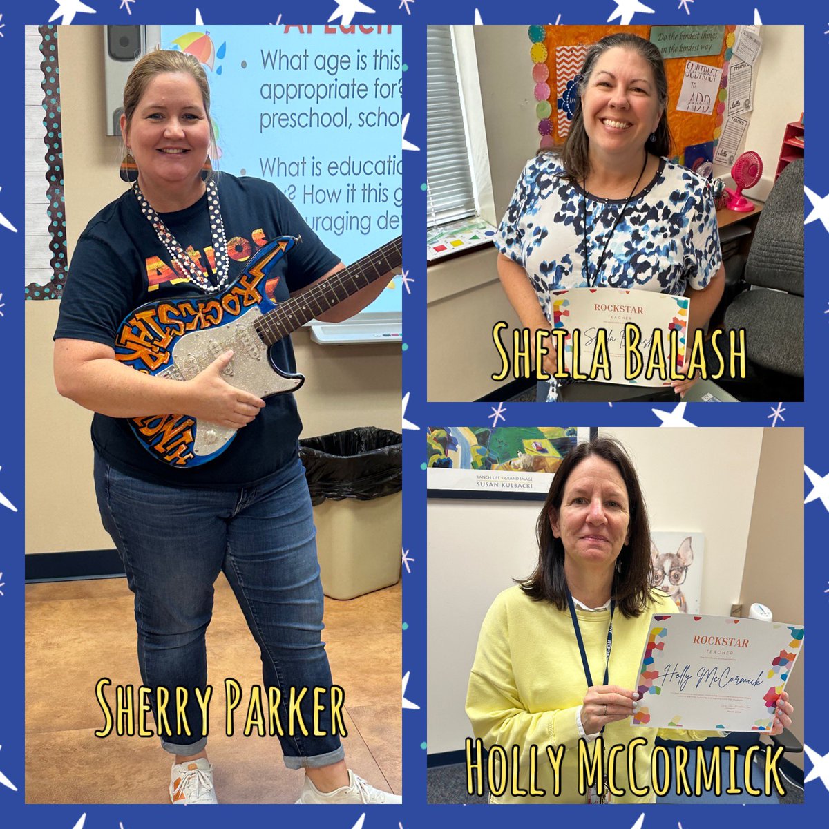 Congratulations to our ⭐️Rock Stars for the month of March!⭐️ These ladies are Spartan through and through and SLJH is lucky to have them! 🧡💙 @spartan_speak #7LJHpride @SheilaBalash @MrsParkerSLJH @HollyMcCormic18