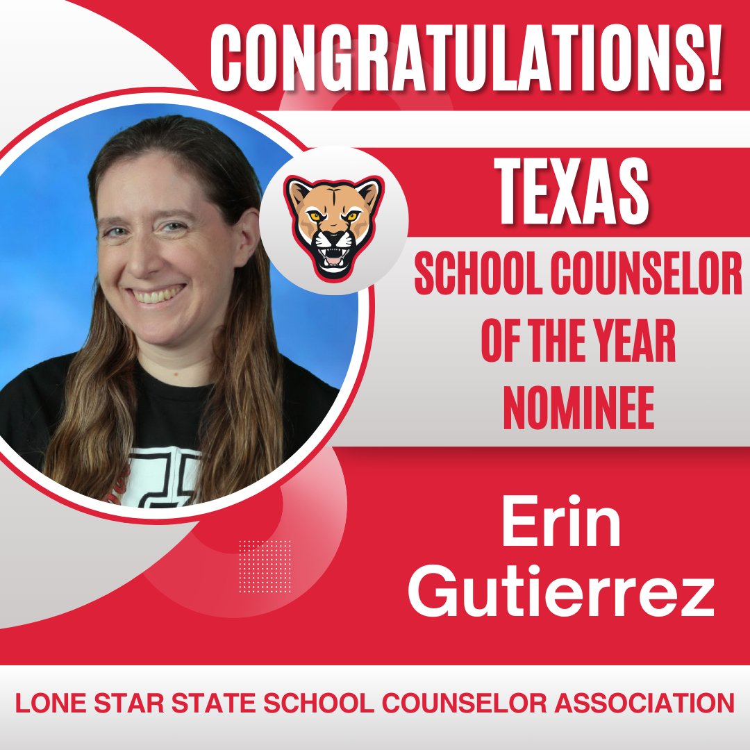 🎉 KMS is excited to announce that our lead counselor, @mrs_kmsconsel, is a Texas School Counselor of the Year nominee! Her support has positively impacted countless students & staff. Let's cheer her on as she continues to inspire & uplift our Cougar community! #KMSCougarPride🐾