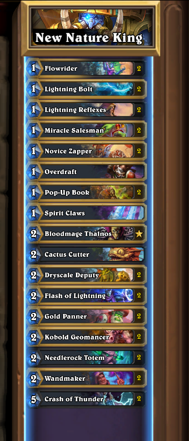 ClarkHELLSCREAM's tweet photo. 2 of the BEST DECKS and 2 FUN DECKS after the Whizbang nerfs: Day One

HL DH. The nuts. Play it now before people find the counter

New Nature Shaman King. Just put in Overdraft EZ

Pain Warlock coming back??? Only went 3-4, but the deck has serious potential

Giant Rogue = FUN https://t.co/VXo3aHTJob