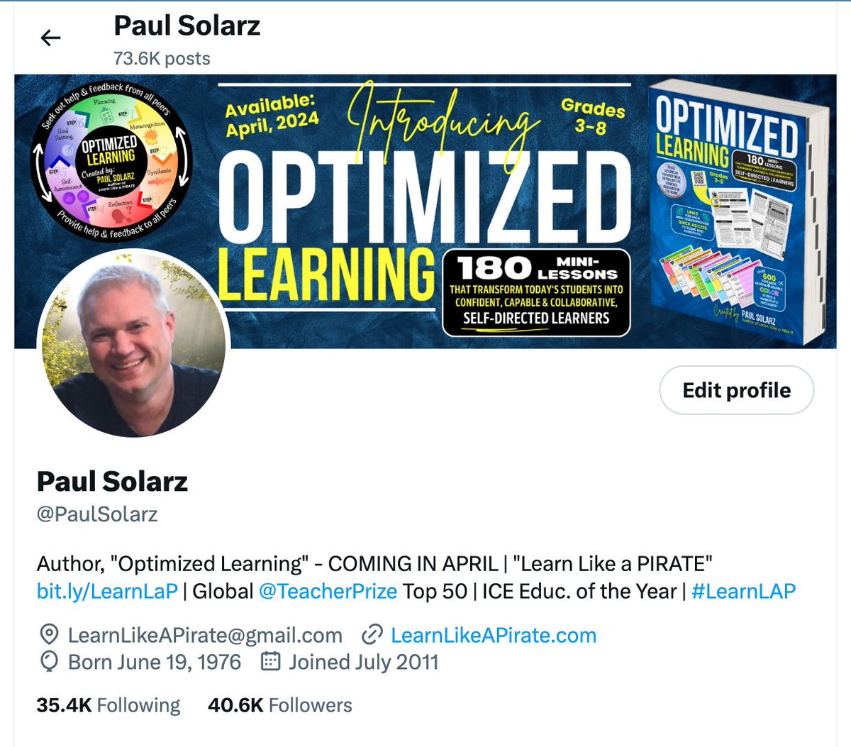 I JUST changed my Twitter Profile picture for the first time since 2011! Boy did I age! ;)

#LearnLAP #tlap #LeadLAP #edchat #k12 #edtech #8thchat #7thchat #6thchat #mschat #5thchat #4thchat #3rdchat #ntchat #teachertwitter #teachers