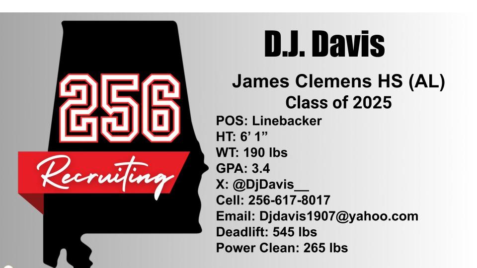 Check out James Clemens LB D.J. Davis hudl.com/v/2Lg7GH @Djdavis__ @DexPreps @GameDayGraphic2 @hs_footballguru @GsSportsTalk1 @YellowhammerFB @UnLockYourGame @helmet2helmt251 @recruitmeu @LL7NV @GregDaniels_OL @recruits_cfb @ScoutFball @CoachJones561