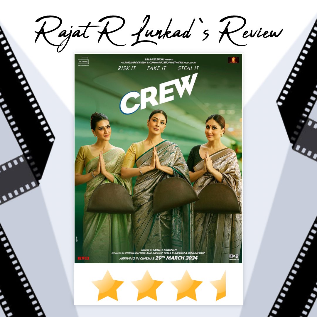 #CrewReview : ★★★½ #Crew: 𝗙𝗿𝗶𝘃𝗼𝗹𝗼𝘂𝘀𝗹𝘆 𝗙𝘂𝗻𝗻𝘆 𝗪𝗮𝗰𝗸𝘆 𝗛𝗲𝗶𝘀𝘁..! #CrewMovie is an incredible ride, original idea, entertaining plot, hilarious one-liners, amazing soundtrack. The trio of #Tabu, #KareenaKapoorKhan, and #KritiSanon shine in this madcap…