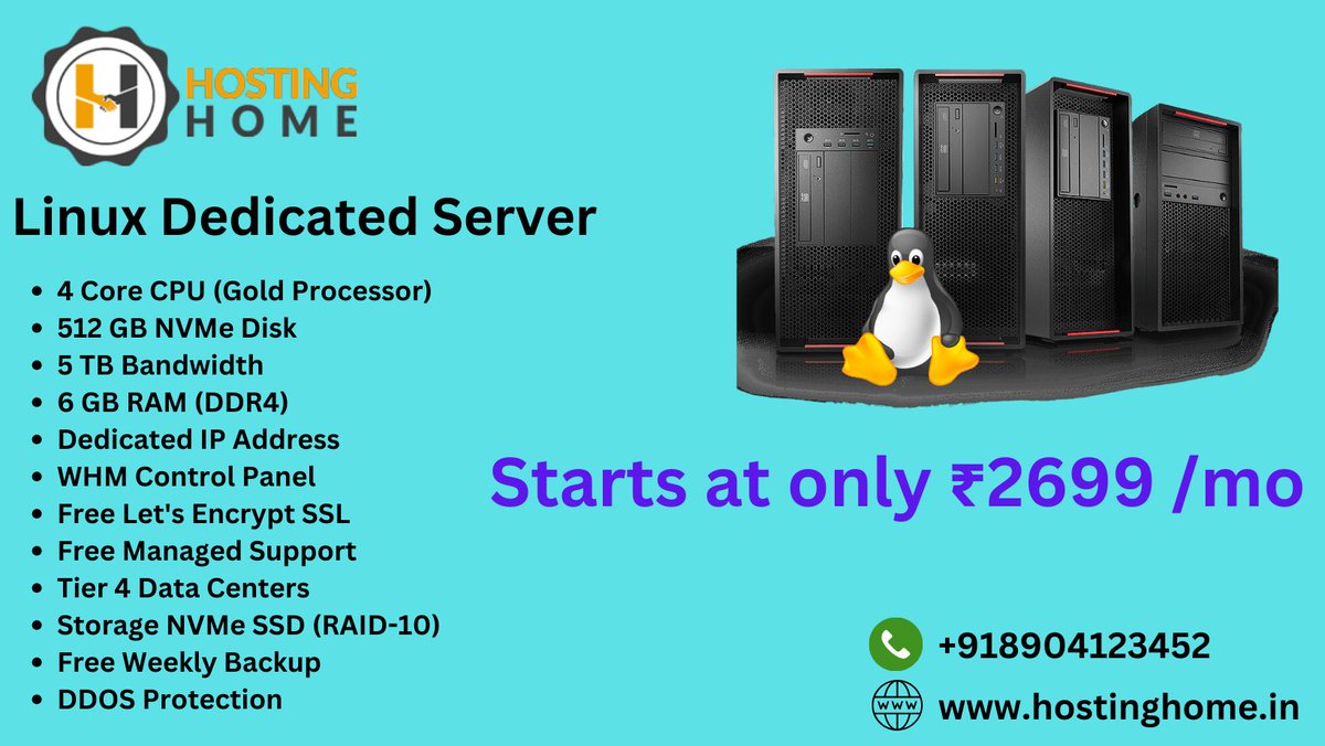 Hostinghome1's tweet image. Empower your online presence with Hosting Home&apos;s robust Linux Dedicated Server solution.
Visit Us
hostinghome.in/linux-dedicate…
Contact us
+918904123452
+918904255424
#LinuxDedicatedServer
#DedicatedServerHosting
#LinuxHosting
#ServerSolutions
#HostingServices
#DataCenter
