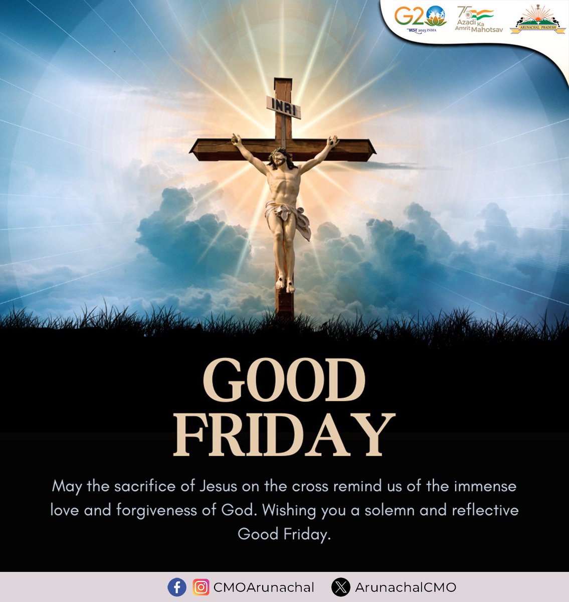 On this solemn day of #GoodFriday, let's reflect on the profound sacrifice and boundless love demonstrated by Jesus Christ. May this day inspire compassion, forgiveness, and renewal in our hearts and communities. Wishing peace and blessings to all observing this sacred occasion.