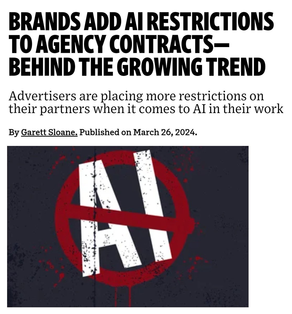 Looks like the pushback is starting. Major concerns about copyright and liability from major brands in regards to AI 🧵1/4

adage.com/article/digita…