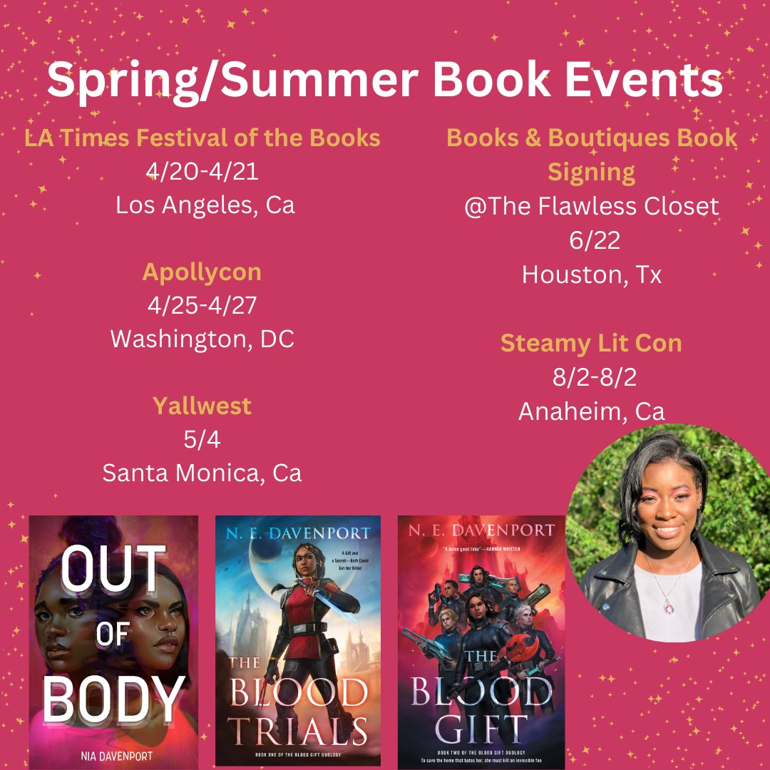 ✨I didn't do an official tour for THE BLOOD TRIALS or OUT OF BODY, but I do have a fantastic line up of in-person appearances & book signings this spring/fall. If you're in one of these areas, come say hi!✨ *I need to confirm 1-2 more events so there may be some additions!