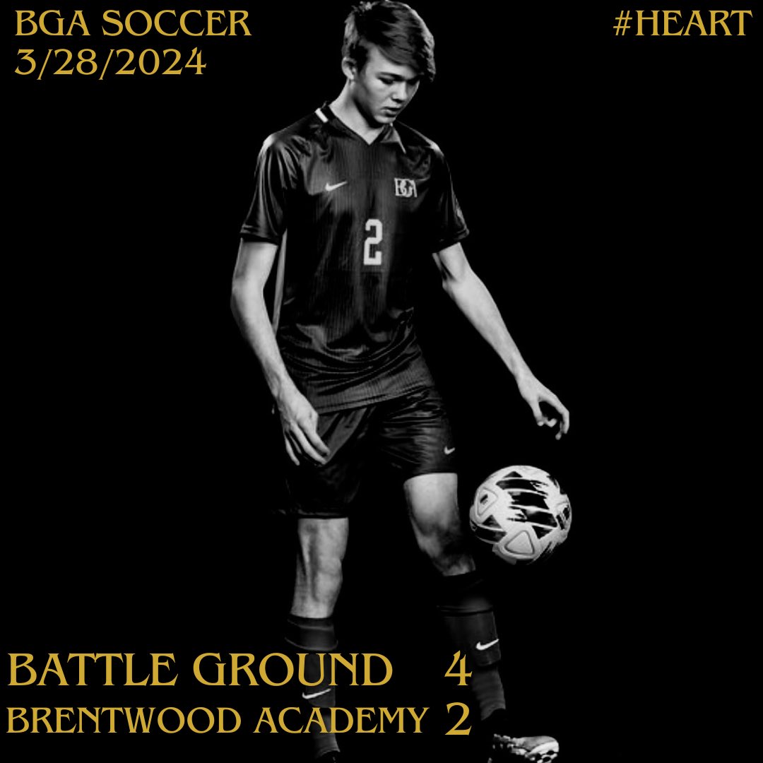 ⁦@BGASoccer⁩ defeated Brentwood Academy tonight 4-2. Great team effort. Cannot wait to see how this group continues to fly. #HEART #CONQUERANDPREVAIL